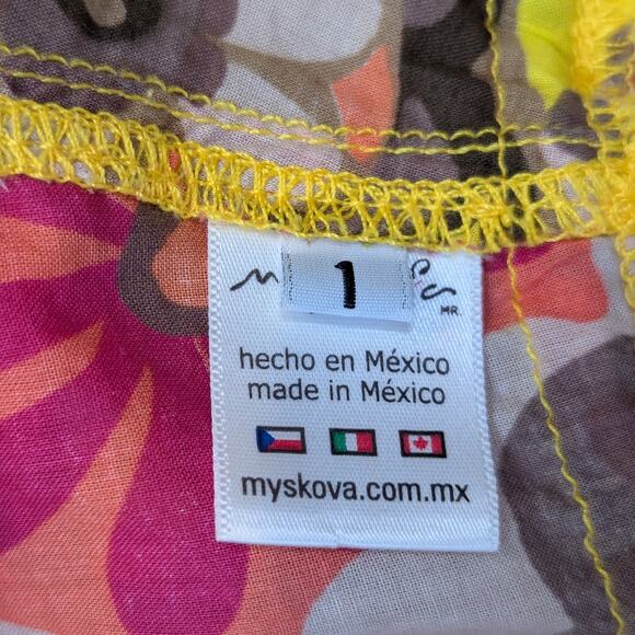 Myskova Floral Print Lightweight Jumpsuit Swim Coverup Yellow Size 1 - Picture 4 of 14